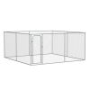 PawHut Outdoor Dog Kennel Galvanized Chain Link Fence Heavy Duty Pet Run House Chicken Coop with Secure Lock Mesh Sidewalls for Backyard, Silver