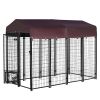 PawHut Outdoor Dog Kennel Red with Rotating Bowl Holders Walk-in Pet Playpen