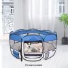 57" L Portable Foldable Pet playpen Exercise Pen Kennel + Carrying Case for Larges Dogs Small Puppies/Cats | Indoor/Outdoor Use | Water Resistant  Blu