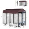 PawHut Outdoor Dog Kennel Red with Rotating Bowl Holders Walk-in Pet Playpen