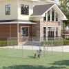 PawHut Outdoor Dog Kennel Galvanized Chain Link Fence Heavy Duty Pet Run House Chicken Coop with Secure Lock Mesh Sidewalls for Backyard, Silver