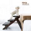 Wood Pet Stairs/Pet Steps - Foldable 3 Levels Dog Stairs & Ramp Perfect for Beds and Cars - Portable Dog/Cat Ladder Up to 110 Pounds