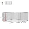 PawHut Outdoor Dog Kennel Galvanized Chain Link Fence Heavy Duty Pet Run House Chicken Coop with Secure Lock Mesh Sidewalls for Backyard, Silver