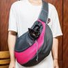 Pet Dog Sling Carrier Breathable Mesh Travel Safe Sling Bag Carrier for Dogs Cats Rose Red XH